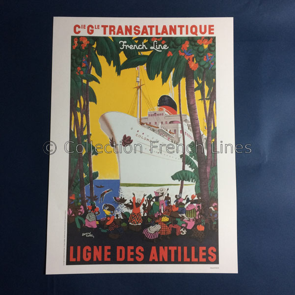 Affiche compagnie maritime Générale Transatlantique Les Antilles 